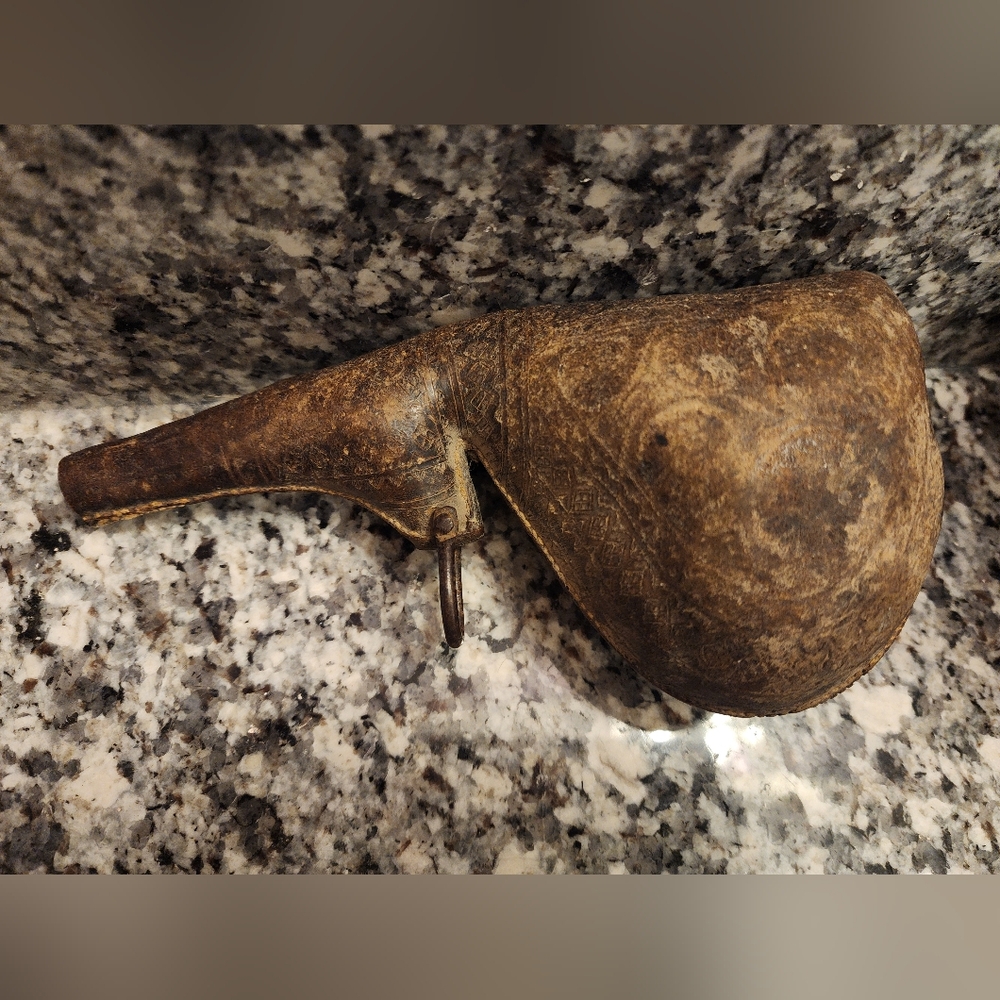 Vintage Brown Gunpowder Flask